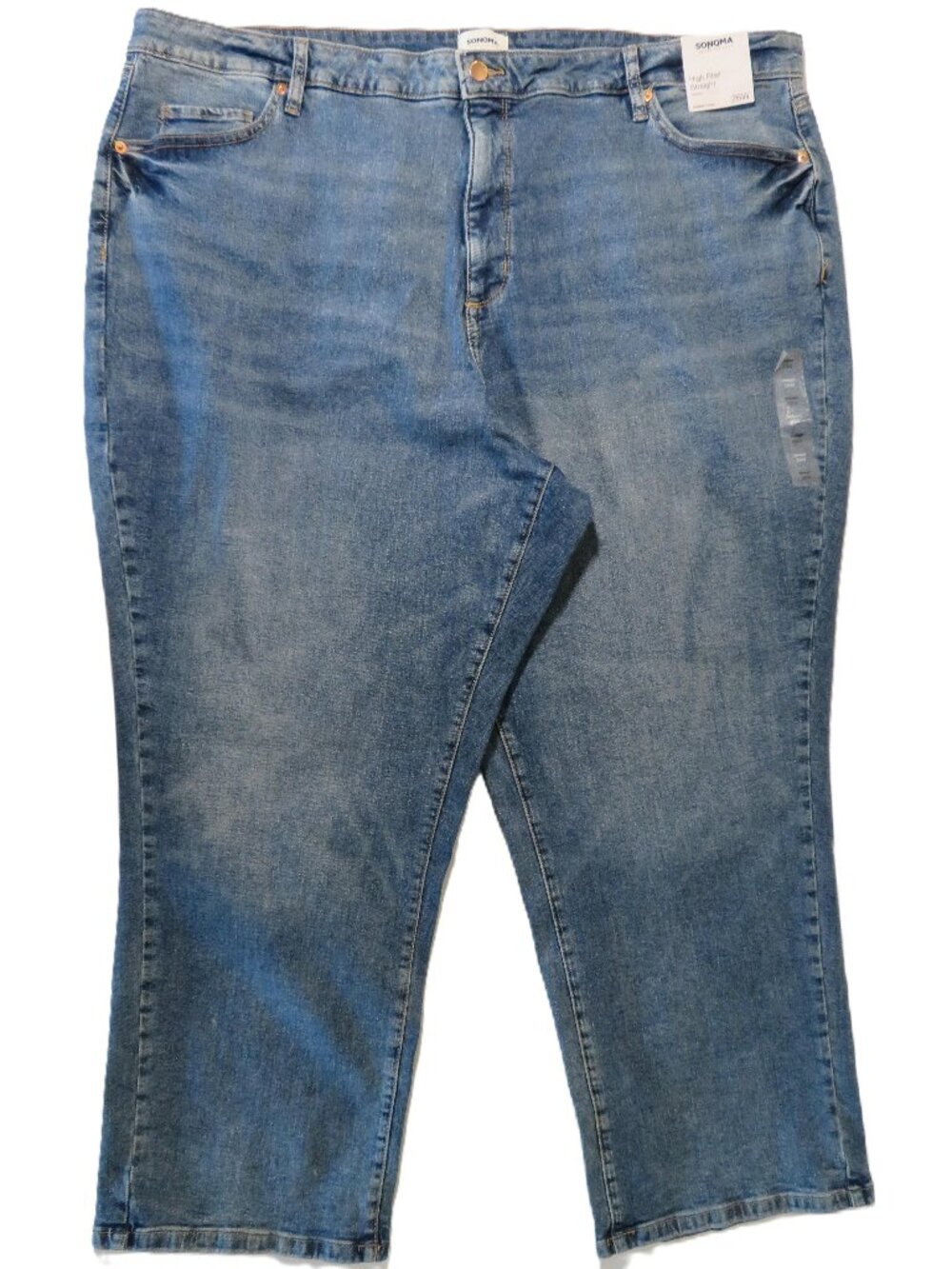 NWT Sonoma High Rise Straight Leg Jeans 26W Light Blue Wash Stretch
